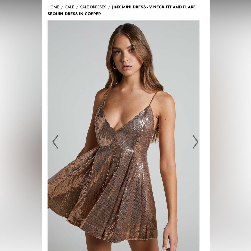 Showpo jinx mini dress bronze